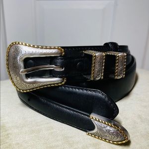 Genuine leather Western style engraved buckle belt